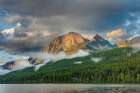 Stormy late afternoon light on Rainbow Peak at Bowman Lake in Glacier National Park-Montana-USA Art Print